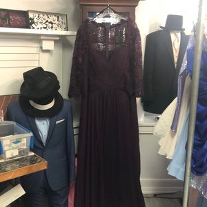 Beautiful plum gown with gorgeous lace sleeves